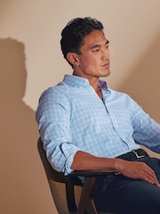 Charles Tyrwhitt Blue Cornflower Non-iron Performance Check Slim Fit Shirt - Image 5 of 8