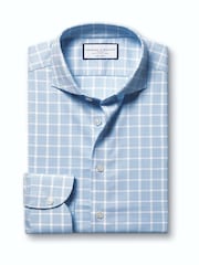 Charles Tyrwhitt Blue Cornflower Non-iron Performance Check Slim Fit Shirt - Image 6 of 8