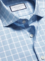 Charles Tyrwhitt Blue Cornflower Non-iron Performance Check Slim Fit Shirt - Image 8 of 8