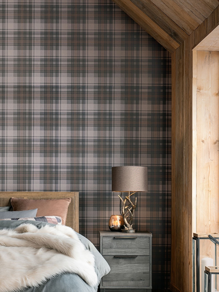 Grey Alpine Lodge Check 10M Wallpaper - Image 1 of 5 Grey Alpine Lodge Check 10M Wallpaper - Image 1 of 5