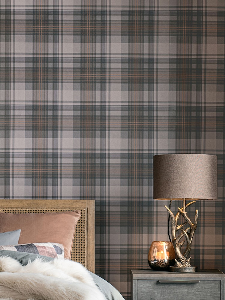 Grey Alpine Lodge Check 10M Wallpaper - Image 2 of 5 Grey Alpine Lodge Check 10M Wallpaper - Image 2 of 5