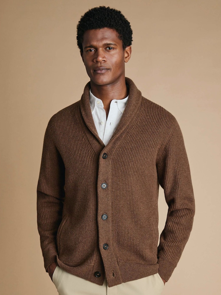 Azul - Cárdigan grueso de merino con cuello chal de Charles Tyrwhitt - Imagen 1 de 6 Azul - Cárdigan grueso de merino con cuello chal de Charles Tyrwhitt - Imagen 1 de 6