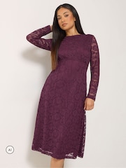 M&Co Petite Lace Long Sleeve Midi Dress - Image 1 of 6