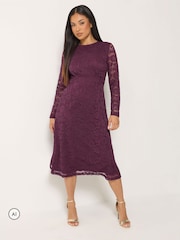 M&Co Petite Lace Long Sleeve Midi Dress - Image 2 of 6