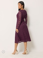 M&Co Petite Lace Long Sleeve Midi Dress - Image 3 of 6