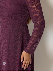 M&Co Petite Lace Long Sleeve Midi Dress - Image 4 of 6