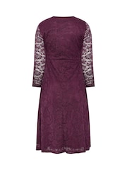M&Co Petite Lace Long Sleeve Midi Dress - Image 6 of 6