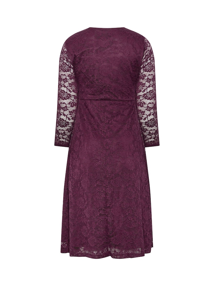 M&Co Petite Lace Long Sleeve Midi Dress - Image 6 of 6