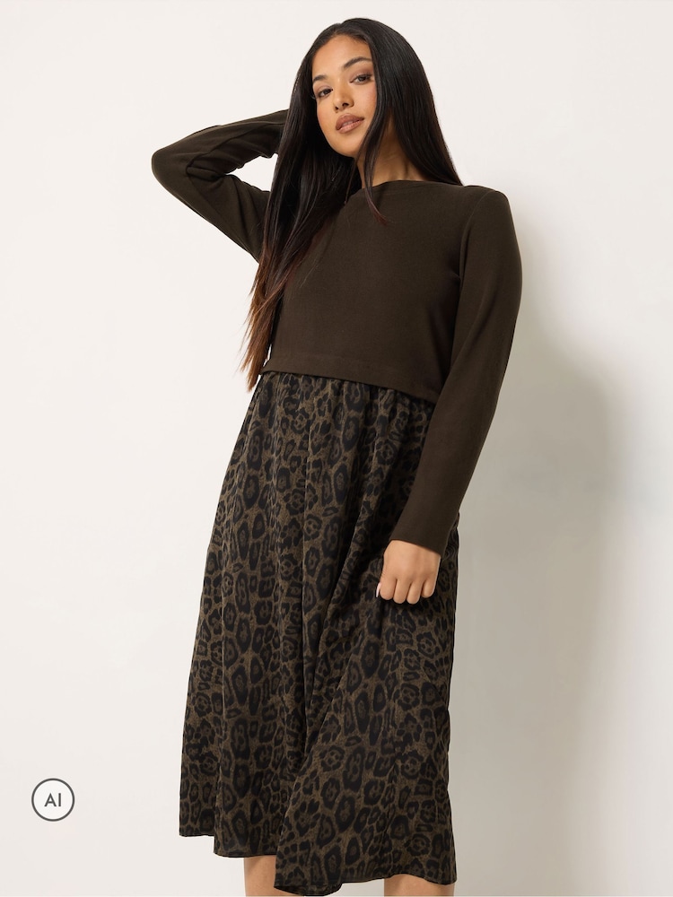 M&Co Petite Animal Print 2 in 1 Midi Dress - 6의 이미지 1