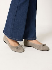 Long Tall Sally Natural Suede Ballerina Pumps - Image 1 of 5