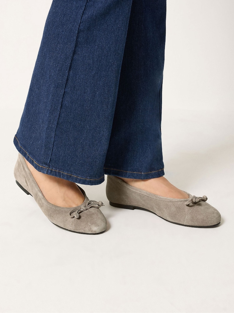 Long Tall Sally Natural Suede Ballerina Pumps - Image 1 of 5