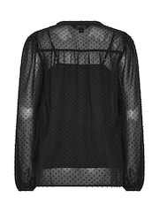 Long Tall Sally Black Dobby Button Through Blouse - Image 6 of 6