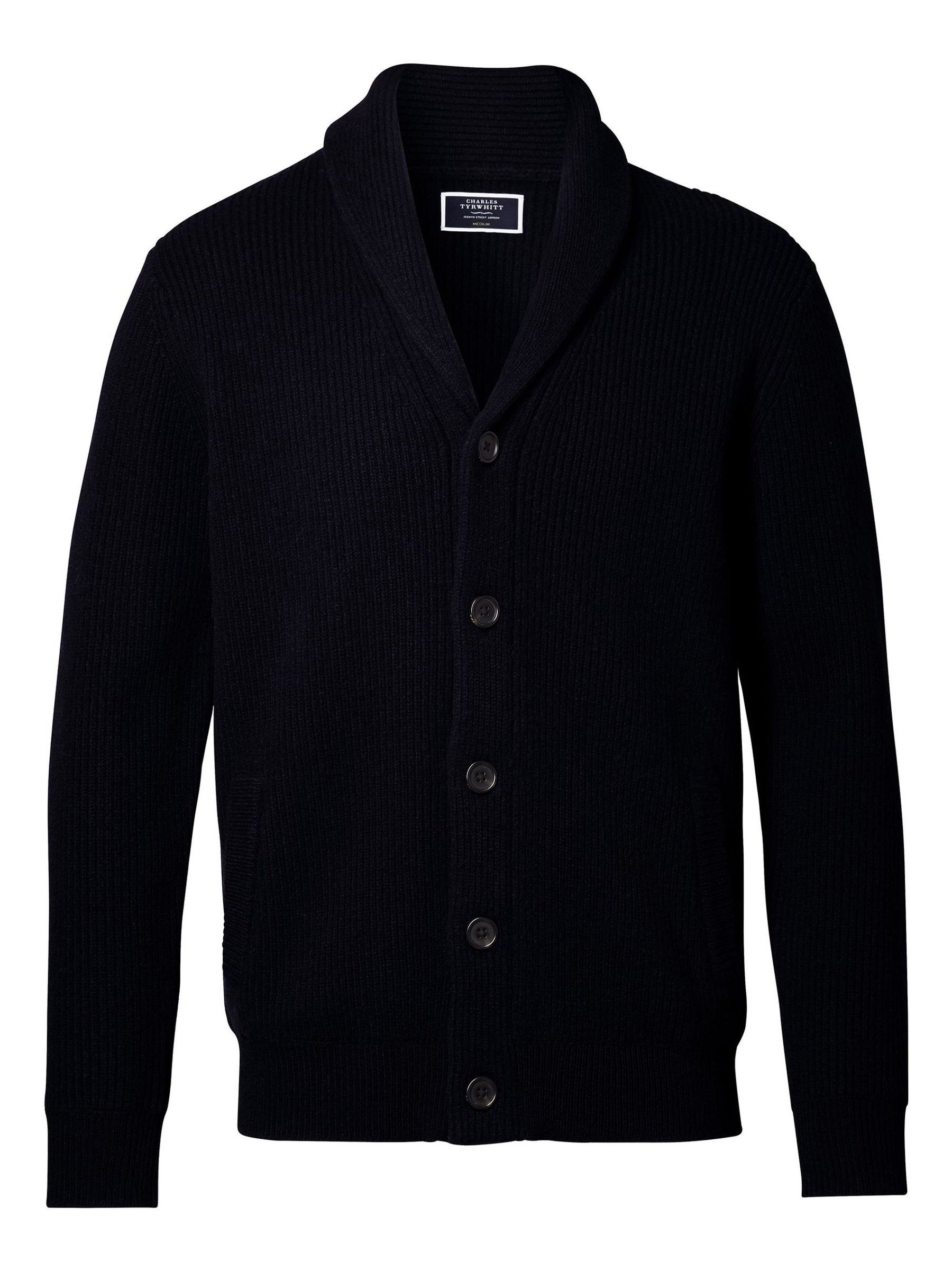 Buy Charles Tyrwhitt Blue Chunky Merino Shawl Neck Cardigan