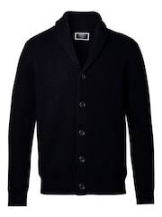 Charles Tyrwhitt Blue Chunky Merino Shawl Neck Cardigan - Image 4 of 5