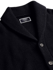 Charles Tyrwhitt Blue Chunky Merino Shawl Neck Cardigan - Image 5 of 5