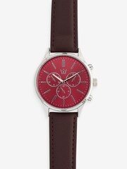 Burgundy Red PU Strap Classic Watch - Image 2 of 4