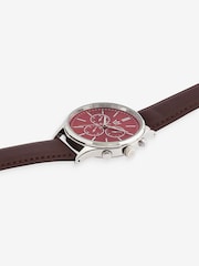 Burgundy Red PU Strap Classic Watch - Image 3 of 4