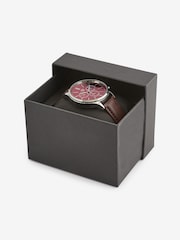 Burgundy Red PU Strap Classic Watch - Image 4 of 4
