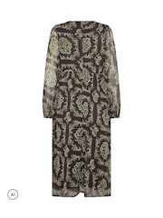 PixieGirl Petite Floral Tie Neck Tiered Midi Dress - صورة 6 من 6