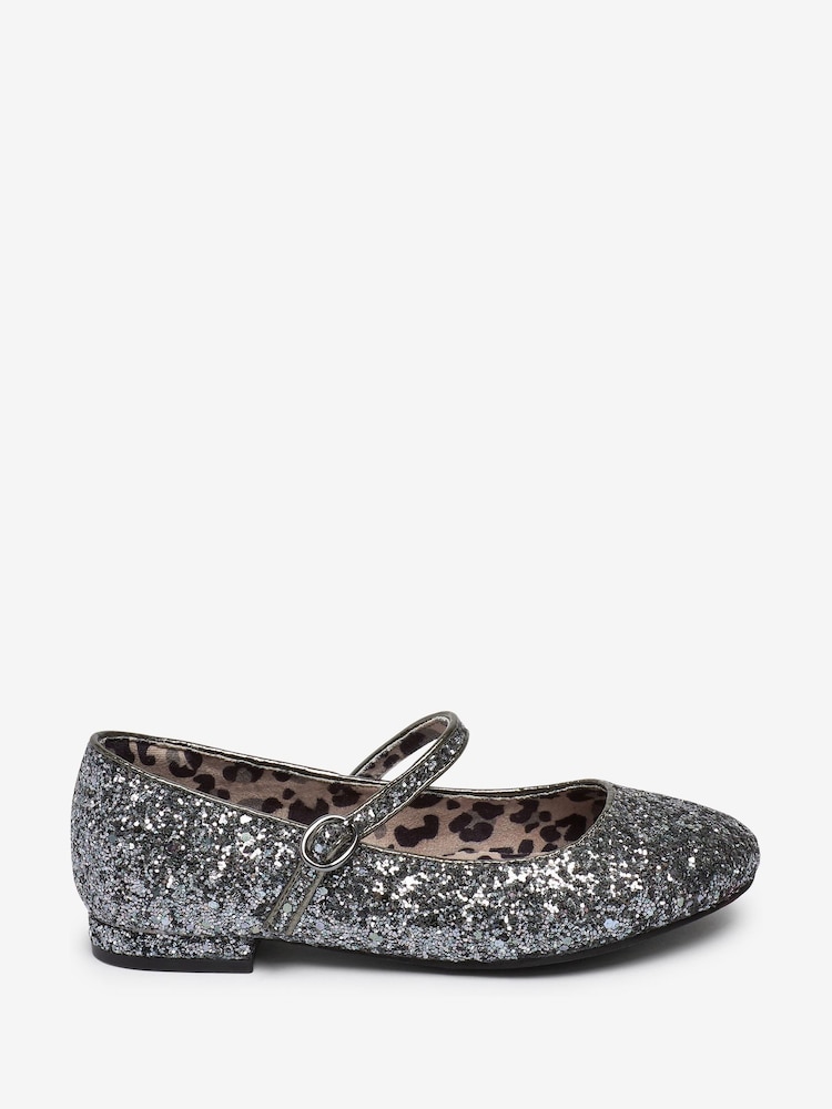Silver Glitter Standard Fit (F) Mary Jane Occasion Shoes - Image 1 of 5