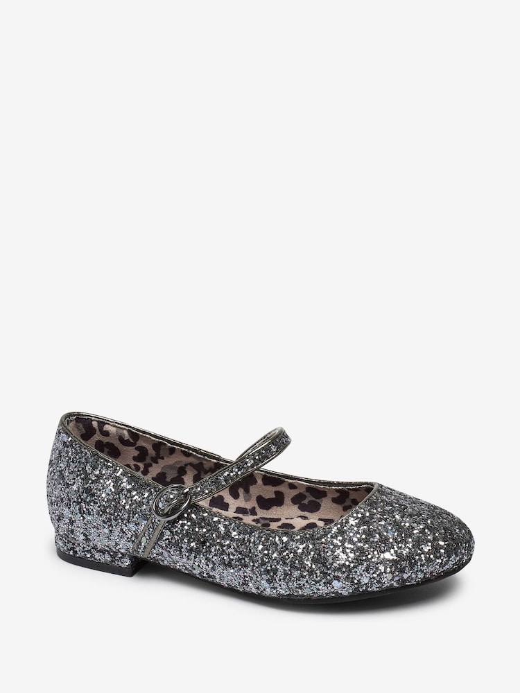 Silver Glitter Standard Fit (F) Mary Jane Occasion Shoes - Image 2 of 5