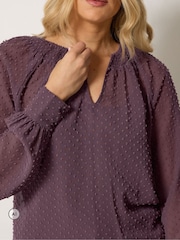 Long Tall Sally Red Dobby Shirred Blouse - Image 4 of 6