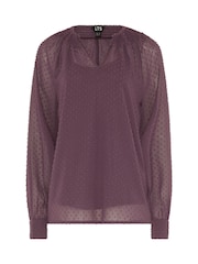 Long Tall Sally Red Dobby Shirred Blouse - Image 5 of 6