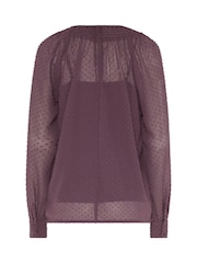 Long Tall Sally Red Dobby Shirred Blouse - Image 6 of 6