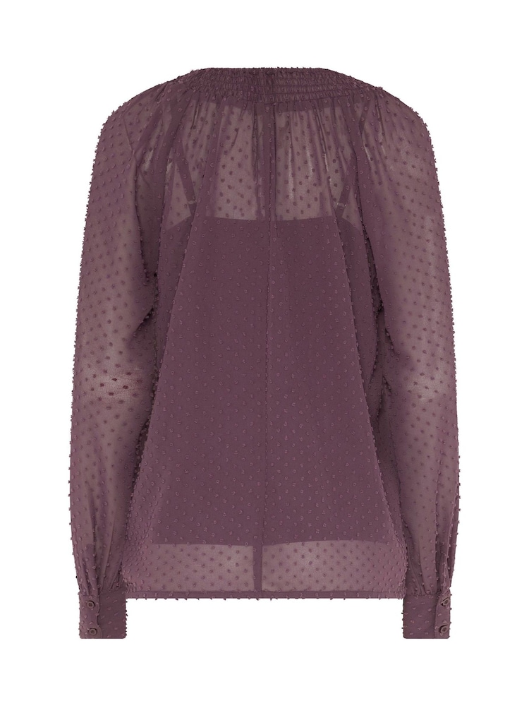 Long Tall Sally Red Dobby Shirred Blouse - Image 6 of 6 Long Tall Sally Red Dobby Shirred Blouse - Image 6 of 6