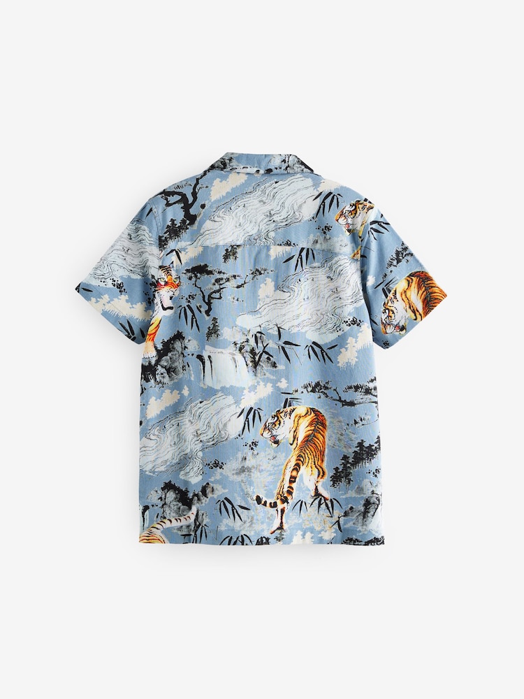Blue Short Sleeve Printed Shirt (3-16yrs) - Image 2 of 4