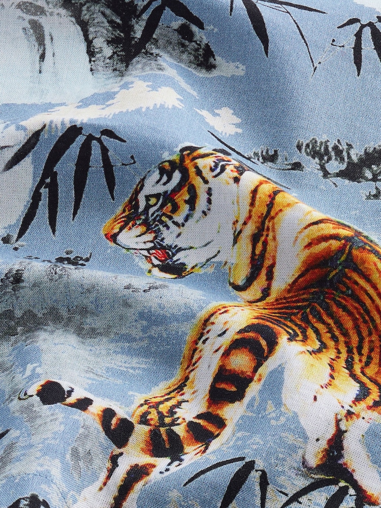 Blue Short Sleeve Printed Shirt (3-16yrs) - Image 4 of 4