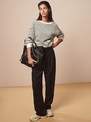 Black/White Stripe Stitch Detail Pocket Jumper - Image 2 of 5