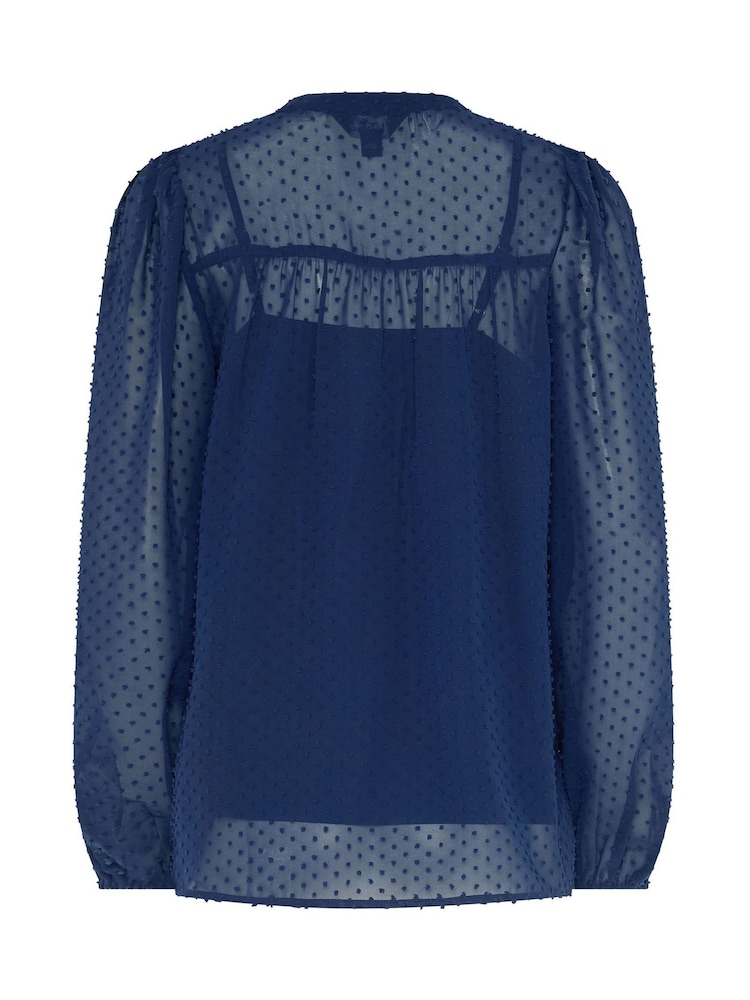 Long Tall Sally Blue Dobby Button Through Blouse - Image 6 of 6 Long Tall Sally Blue Dobby Button Through Blouse - Image 6 of 6