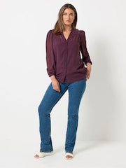 Long Tall Sally Red Dobby Button Through Blouse - Image 2 of 6
