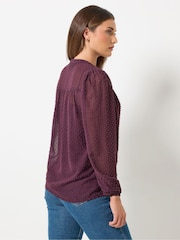 Long Tall Sally Red Dobby Button Through Blouse - Image 3 of 6