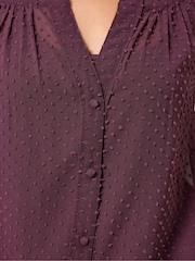 Long Tall Sally Red Dobby Button Through Blouse - Image 4 of 6