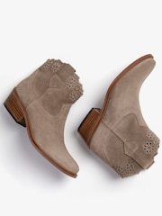 Penelope Chilvers Cream Cali Broderie Suede Cowboy Boots - Image 2 of 5