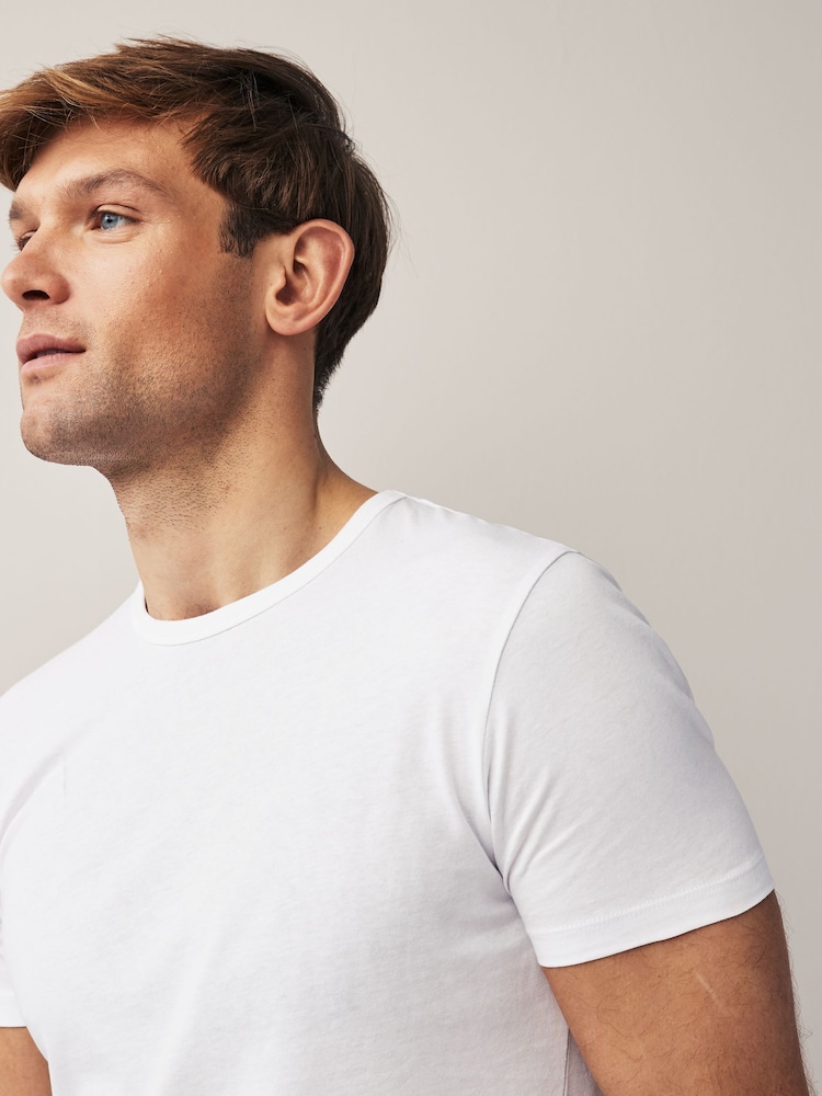White Slim Fit 100% Cotton Layering T-Shirts 2 Pack - Image 3 of 6