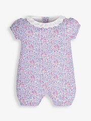 JoJo Maman Bébé Pink Pastel Ditsy Floral 2-Pack Pretty Baby Rompers - Image 2 of 5