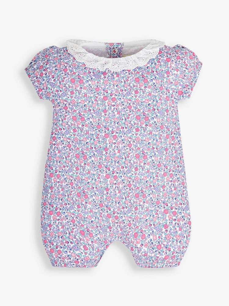 JoJo Maman Bébé Pink Pastel Ditsy Floral 2-Pack Pretty Baby Rompers - Image 2 of 5