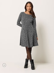 M&Co Grey Petite Animal Fit & Flare Dress - Image 2 of 6