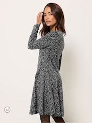 M&Co Grey Petite Animal Fit & Flare Dress - Image 3 of 6