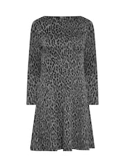 M&Co Grey Petite Animal Fit & Flare Dress - Image 5 of 6