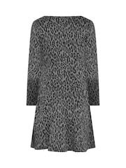 M&Co Grey Petite Animal Fit & Flare Dress - Image 6 of 6