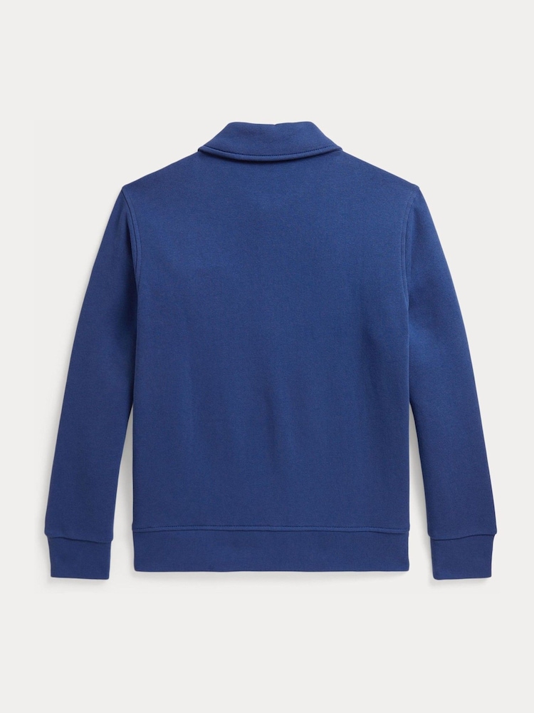 Polo Ralph Lauren Blue Logo Quarter Zip Jersey Sweatshirt - Image 2 of 2 Polo Ralph Lauren Blue Logo Quarter Zip Jersey Sweatshirt - Image 2 of 2