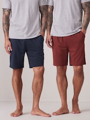 Navy Blue/Orange Modal Lightweight Shorts 2 Pack - Image 1 of 15