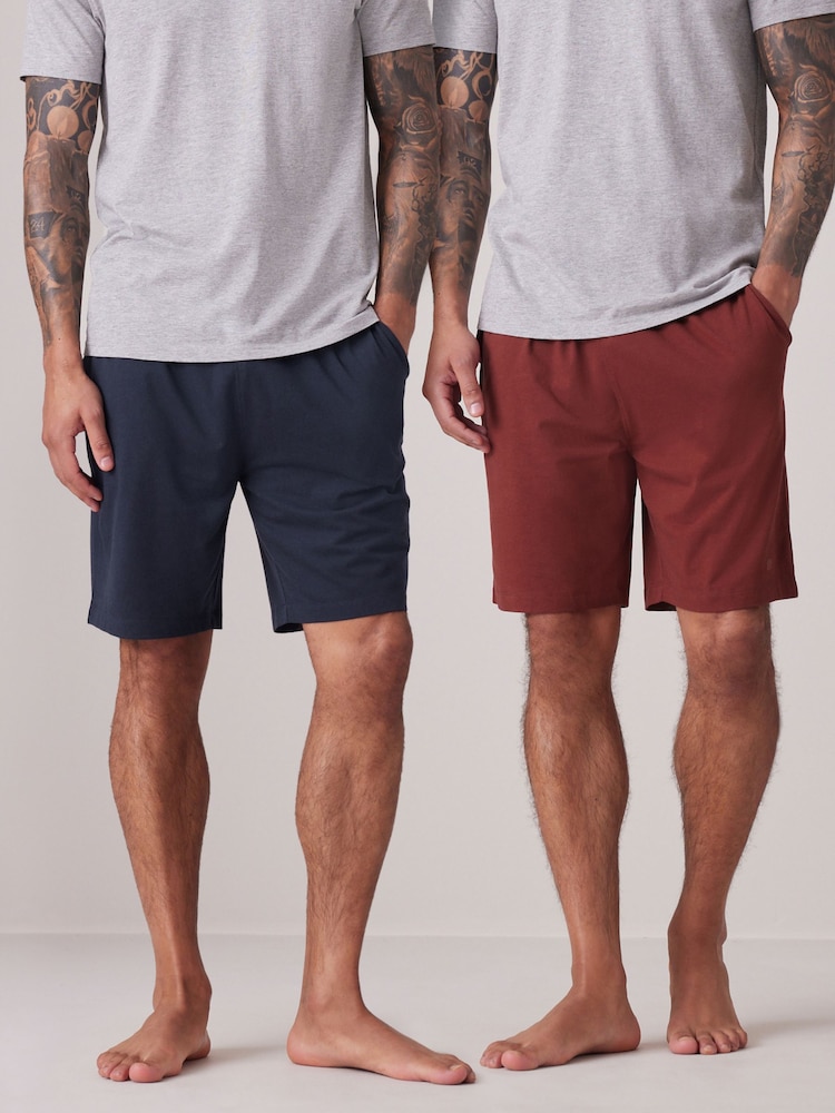 Navy Blue/Orange Modal Lightweight Shorts 2 Pack - Image 1 of 15