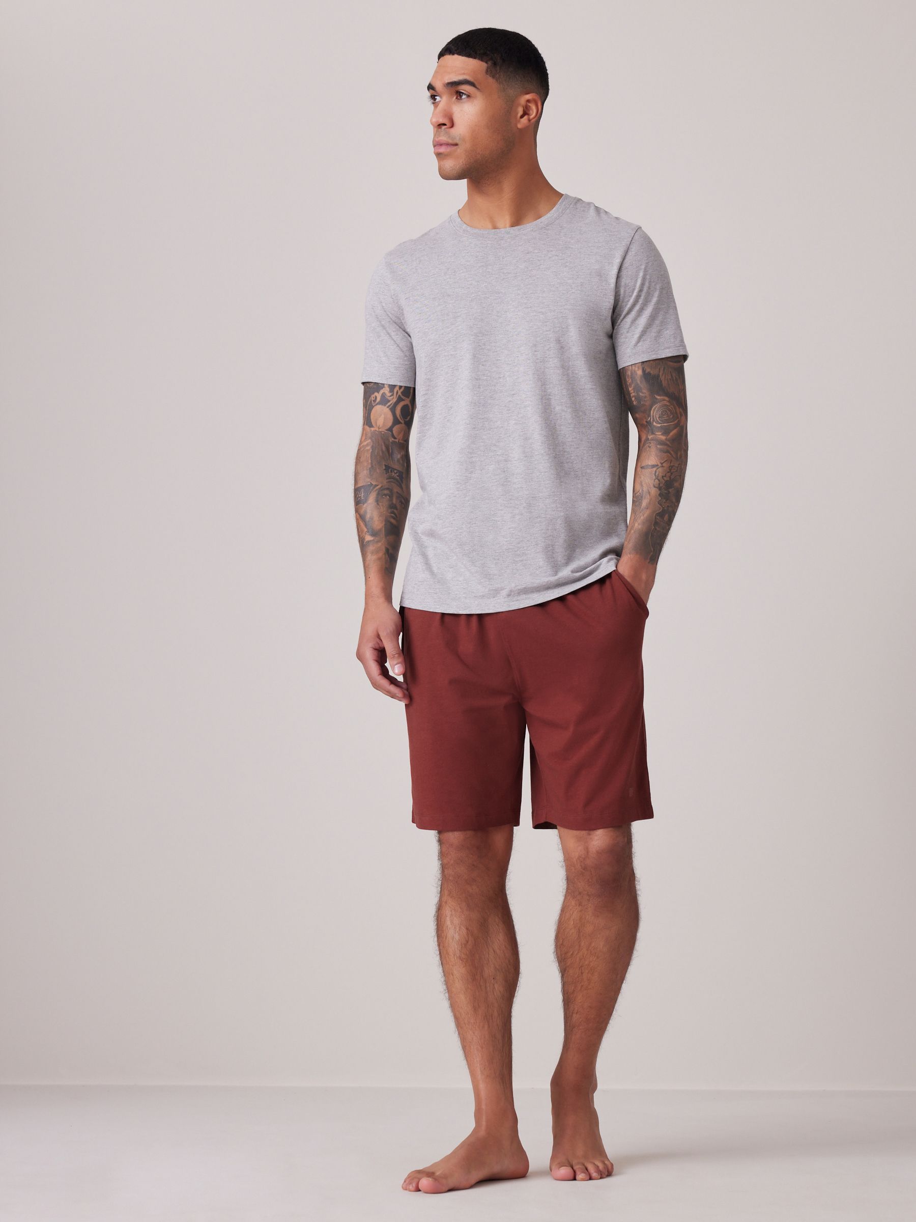 THREE FACE EASY SHORTS-NAVY x ORANGE