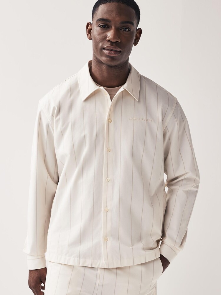Lyle & Scott White Pinstripe 100% Cotton Overshirt - Image 1 of 5
