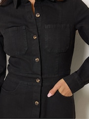 PixieGirl Petite Black Denim Maxi Dress - Image 4 of 6